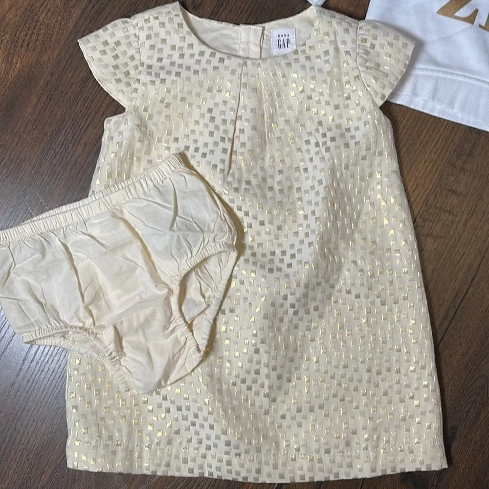 EUC 5 Piece Girls Ivory Gold White Zara + Being Me + BabyGAP + JoeFresh 18-24Mo